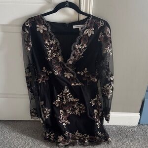 cupcakes & cashmere Black and Brown Floral Dress